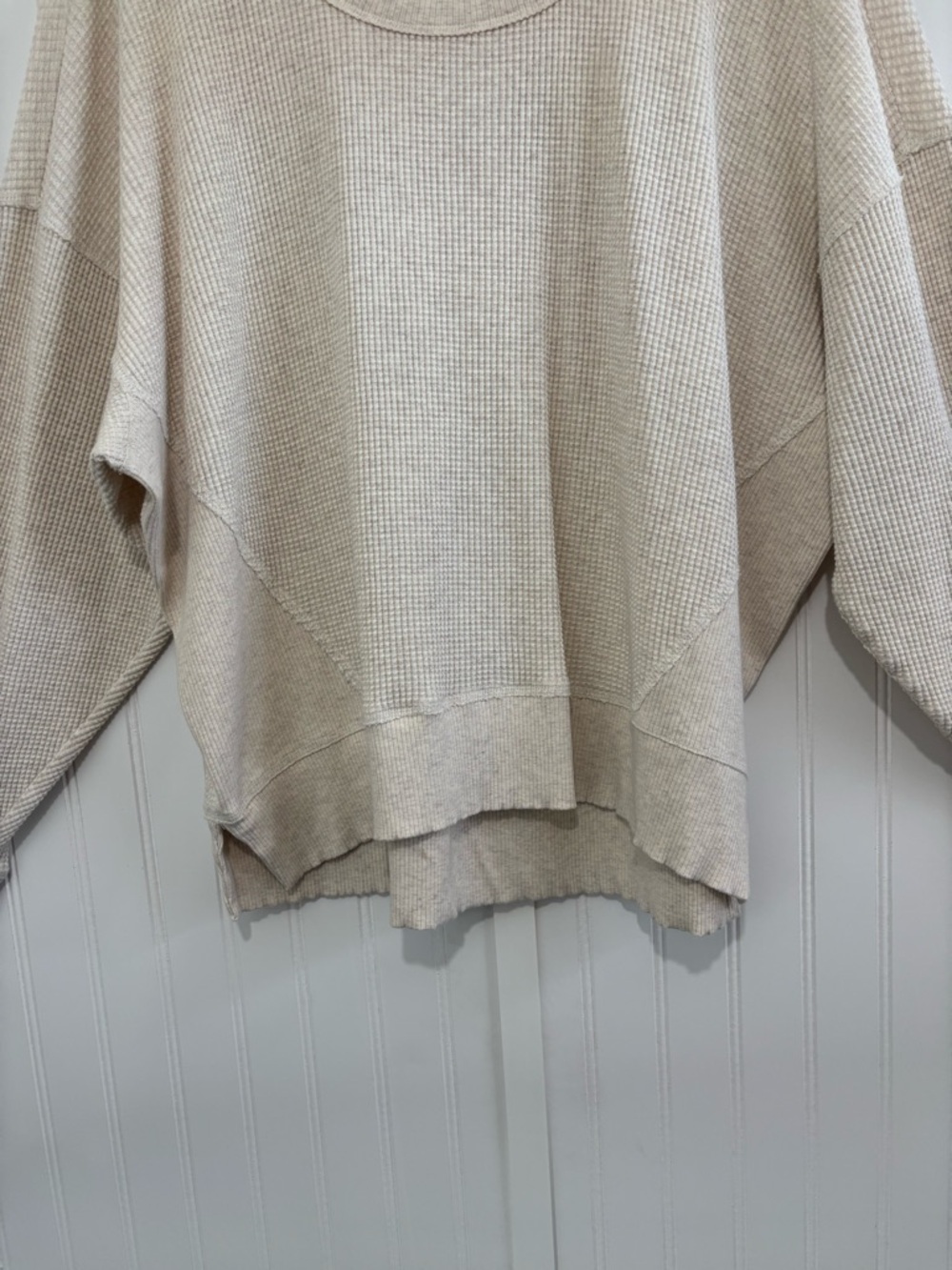 Offline by Aerie Waffle Knit Cream Oatmeal Long Sleeve Top Oversized Cozy Size L - Picture 5 of 14